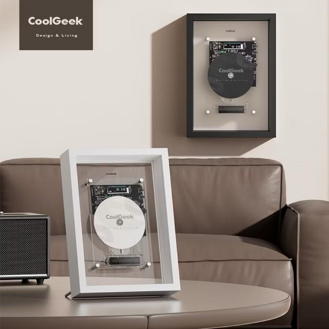 《CoolGeek》M1 Music Frame相框CD播放機，搖控操作，攜帶/固定，5.0藍牙，續航8h，壁掛CD播放器, 午夜黑+晨曦白,CD清潔組