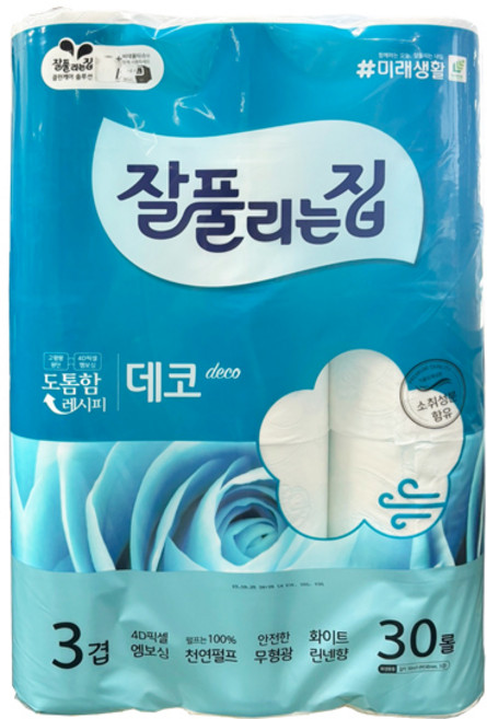 잘풀리는집 더 도톰한 3겹 데코 30m 30롤 1팩, 1개