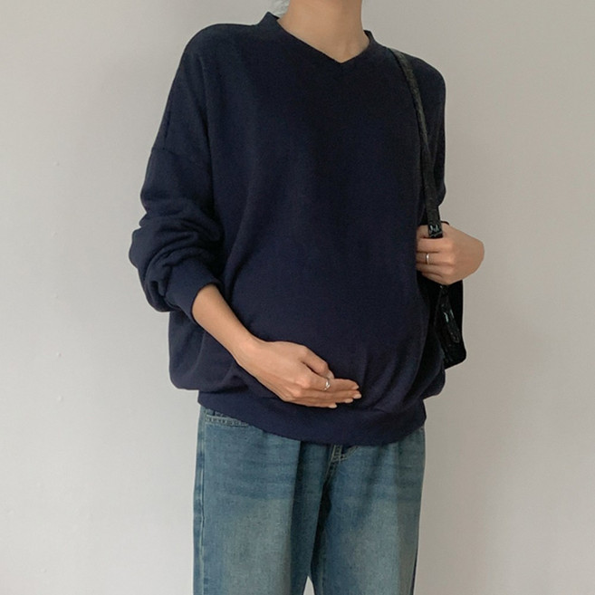 [당일출고] 수엠W 여성 임산부 V넥 맨투맨 특양면 삼단쭈리 기모삼단 B058 V라인맨투맨