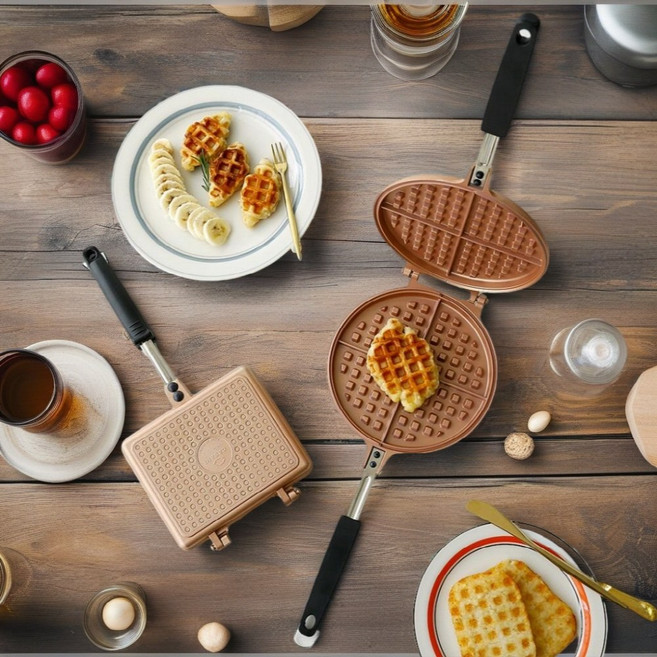 까사니 인덕션 크로플 누룽지 꿀호떡 인절미 와플팬 와플 후라이팬 크로플팬, 1개, 15cm