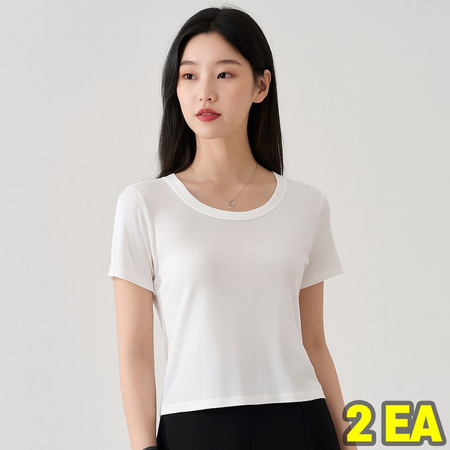 끈적임 없는 모달 슬림 반팔티