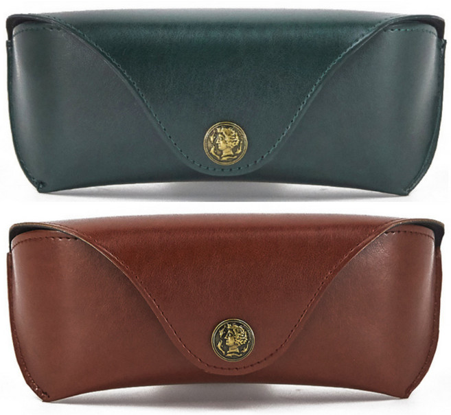 올템 클래식 버튼 가죽 안경 케이스 선글라스 보관함 2P