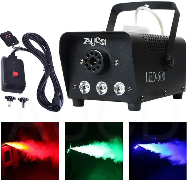 2n1 무선 / 선 제어 리모컨 500W RGB LED 램프 연기 발생기 무대 디스코 파티 공연 효과 안개기, 90-230V