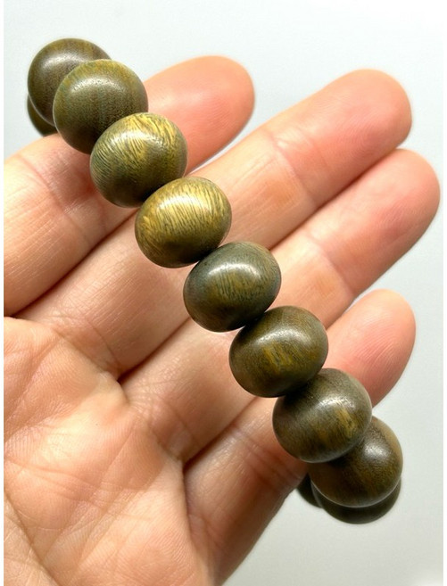 天然高檔綠檀木14.8 mm盤珠手串