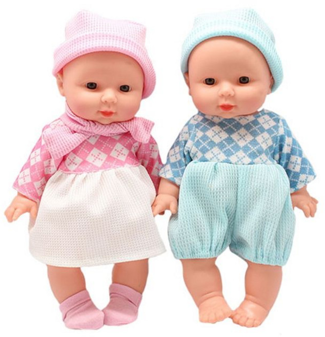 [캐스비] 어부바 인형 남자 여자 2개 세트 어린이집 유치원 역할놀이 옷 갈아입히기 교구 완구