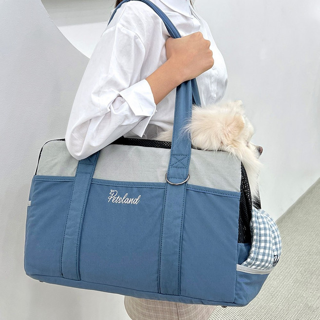 펫츠랜드 강아지이동가방 반려견이동가방 강아지캐리어 펫츠랜드 컴포어백 단품, 그레이블루 단품, 1개