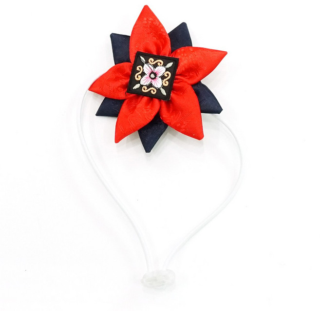 호나미네 고양이 강아지 한복 머리띠, 레드, 1개
