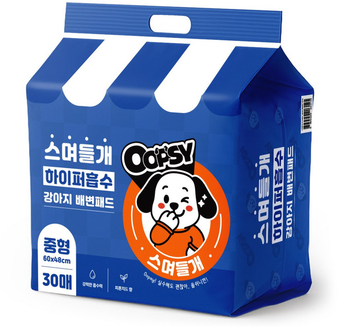 웁쉬 스며들개 고흡수 강아지 배변패드 두툼형 피톤치드향, 1개, 30개입