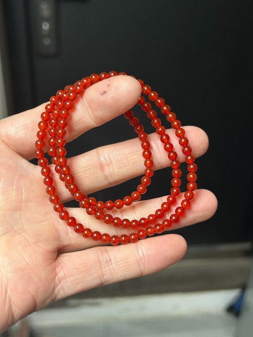 天然紅瑪瑙三圈手鏈 4mm