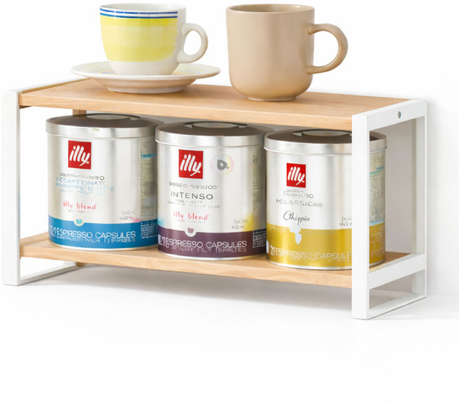 네이처 멀티렉 미니선반 책상 주방 다용도 2단 정리 선반 2size (중 대), 1개, 화이트(중)