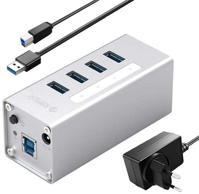 오리코 USB 4포트 허브, A3H4, 실버