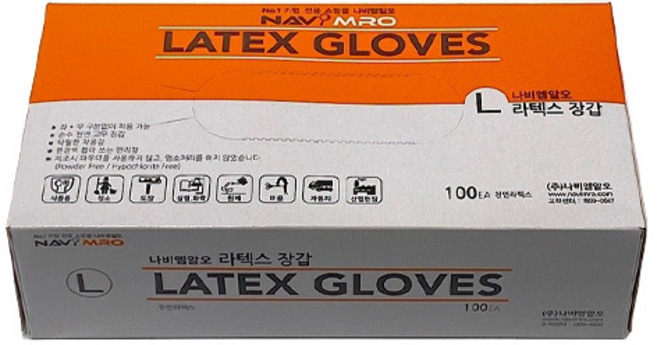 나비엠알오 라텍스장갑L (대/100매) 1개입, 1개