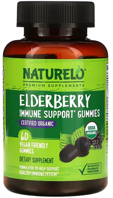 네츄렐로 엘더베리 면역 지원 구미젤리 채식주의자 친화적인 60구미젤리, 60정 - 쿠팡