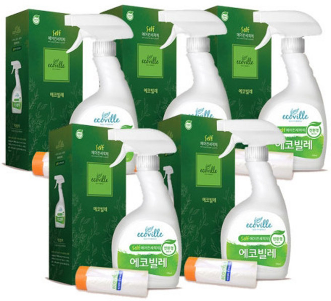 에코빌레 친환경 셀프 에어컨 청소 세정제 500ml, 5개