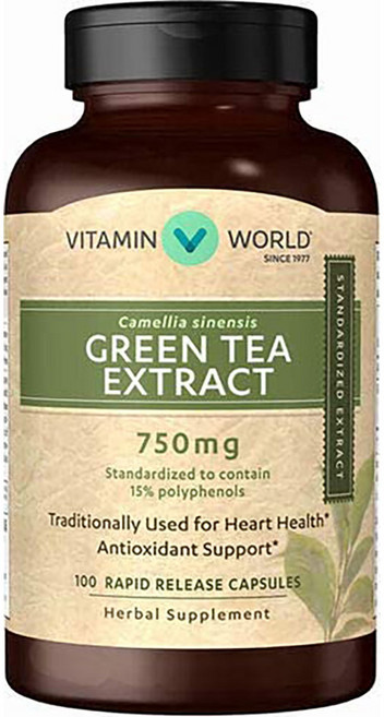 비타민월드 녹차 추출 Green Tea Extract 750 mg 100캡슐 x 1통, 1개, 100정