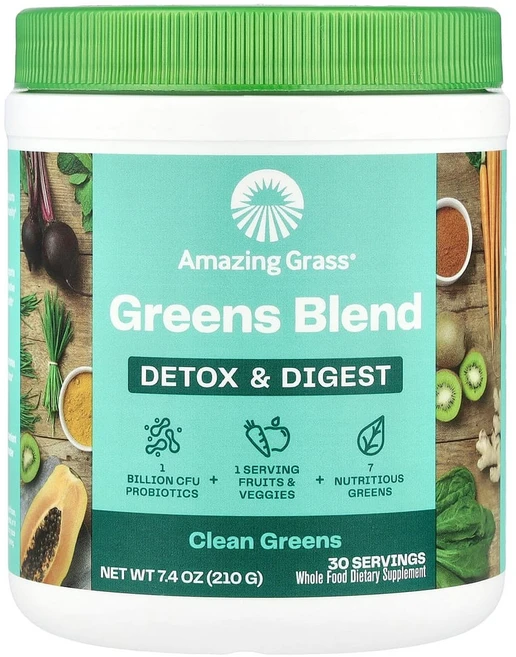 AmazingGrass Greens Blend Detox&Digest Powder 어메이징그라스 그린블렌드 디톡스&다이제스트 파우더210g, 210g, 1개 - 쿠팡