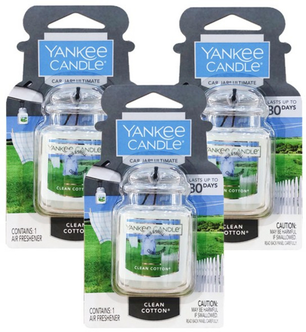 [1+1+1] 무배 양키캔들 카자 얼티메이트 차량용 자동차 방향제, 3개, 얼티메이트 클린코튼