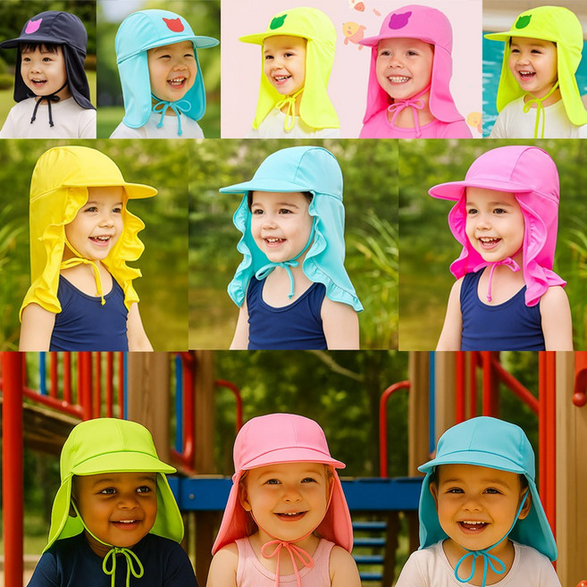 [재미난코끼리] 국내제작 유아동 보니플랩캡 수영모자