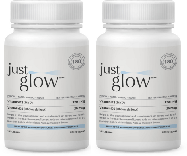 저스트글로우 비타민 K2+D3 MK7 120mcg + 1000IU 베지캡슐, 2개, 180정