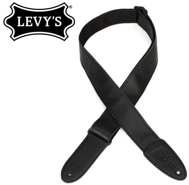 Levys - Garment Leather Guitar Strap / 기타 & 베이스 스트랩 (M7GP-BLK), 1개, *