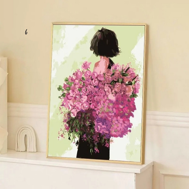 DIY 그림그리기 유화세트 페인팅 꽃을 든 여자, 6번, 40x50cm, 1개
