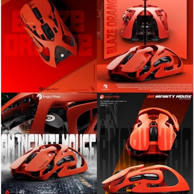 Angry miao AM infinity mouse 무선 게이밍 마우스 PAW3950 마그네슘알루미늄합금 49g, 블랙