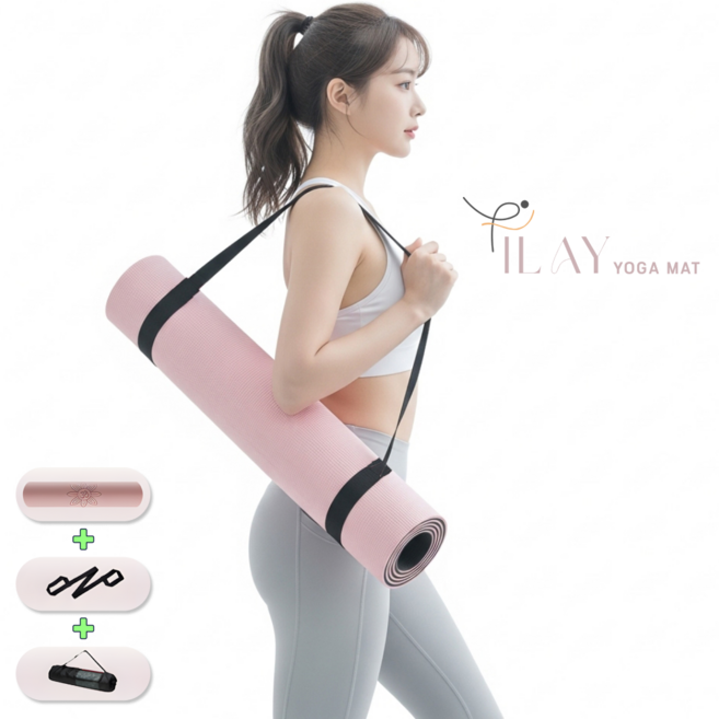 일라이 홈트매트 푹신쿠션 냄새없는 TPE 요가매트, 1개, 로즈 핑크