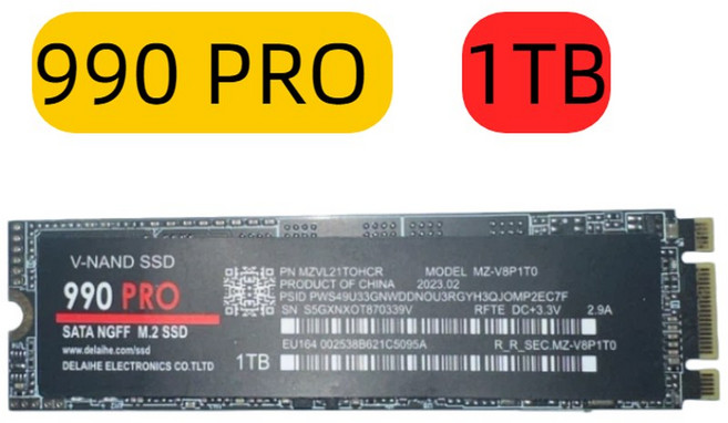 980Pro 990Pro PCIe 고속 SSD 1TB 2TB 4TB 7400MBs 빠른 내장 드라이브 컴퓨터 저장 용량 업그레이드용, 990Pro 1TB