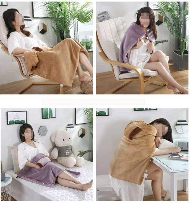 USB발열 무릎담요 극세사담요 손난로 온열찜질 발열무릎담요 USB온열담요, 베이지_배터리없음