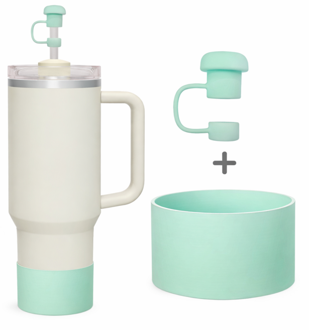 DQmall 텀블러 바닥커버+빨대마개 1+1 세트, 1개, 민트