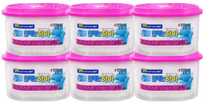 물먹는 하마 옷장용 습기제거 제습제, 6개, 300g
