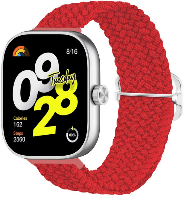 더조은셀러 샤오미 레드미 워치4 호환 브레이드 솔로 루프 나일론 스포츠 밴드 스트랩 시계줄, 레드