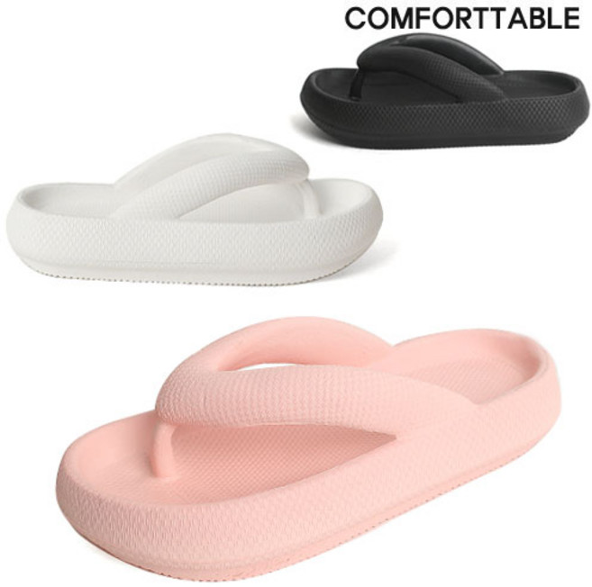 여성 푹신한 통굽 방수 슬리퍼 쪼리 3cm