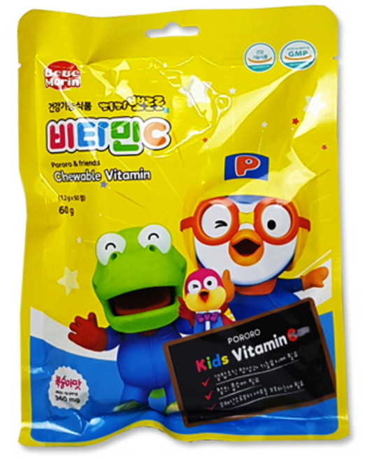 베베모린 뽀롱뽀롱 뽀로로 복숭아맛 비타민C, 50정, 4개