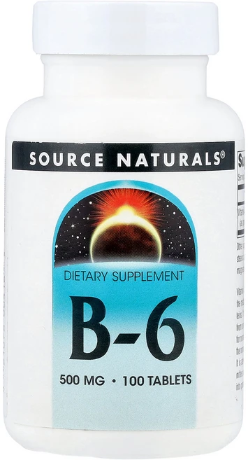 Source Naturals 소스내추럴스 비타민B6 500mg 100 태블릿 영양제 건강보조식품, Source Naturals 소스내추럴스 비타민B6 5, 1개, 100정 - 쿠팡
