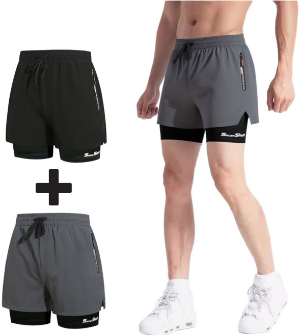 씨엠 투인원 헬스 런닝 운동 남자 반바지 2종세트