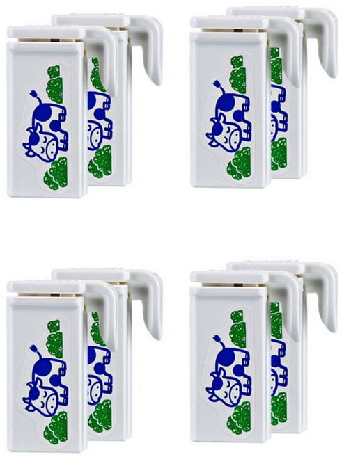 lec 젖소 우유 클립 우유팩 밀봉 클립 2p 세트, 화이트, 4개