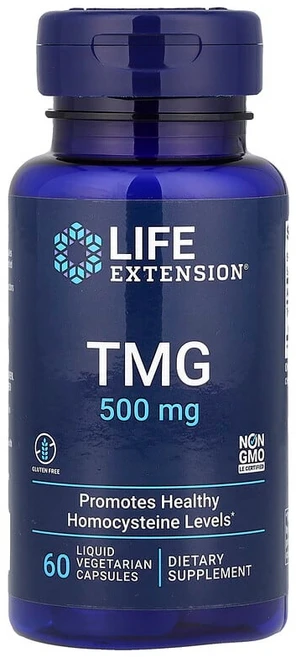 라이프익스텐션 TMG 1000mg 트리메틸글리신 액상 60캡슐 (캡슐당 500mg) 한달분, 1개, 60정 - 쿠팡