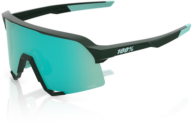 100% S3 주니퍼 하이퍼 민트미러렌즈 야구 러닝 자전거 스포츠 고글, 1개