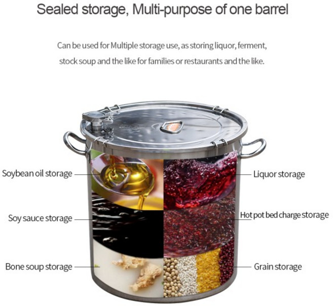 201/304 스테인레스 스틸 발효 배럴 단일 및 이중 바닥 밀폐 가정용 양조 양주 쌀가루 저장 신제품, 201 Double bottom, 01 20L