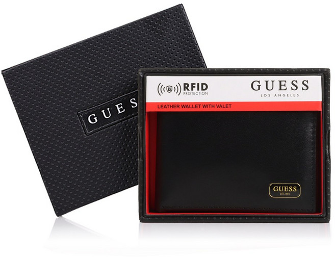 게스 남성 가죽 지갑 반지갑 학생지갑 캐주얼 블랙 (140001)