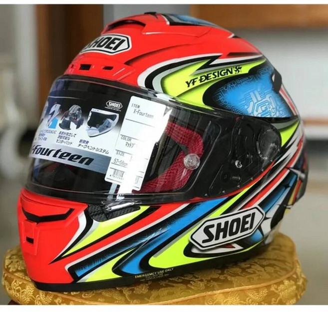 오토바이 헬멧 바이크 라이더 스쿠터 하이바 SHOEI X Fourteen 전체 얼굴 X14 레드 Kato Daijiro TC-1 Motocross 레이싱 타기 [호환], M, 2 helmet