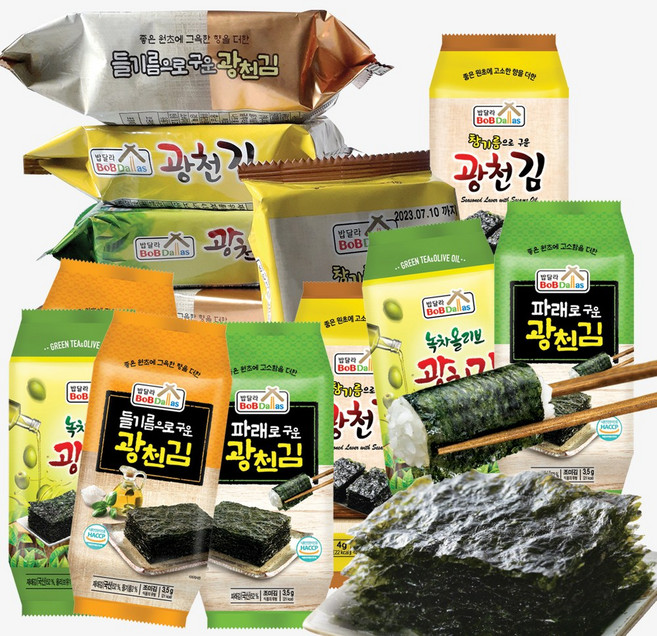 광천 도시락김 4gx 48봉 골라담기 밥달라스, 파래 16봉, 파래 16봉, 파래 16봉