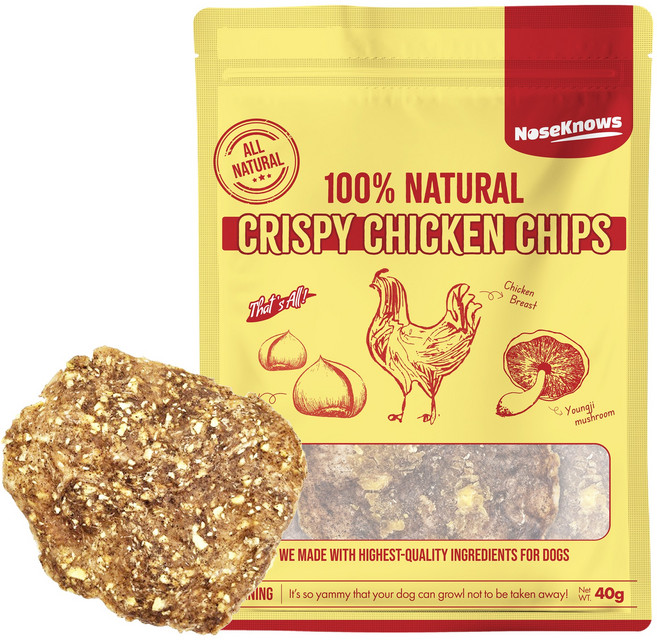 바프독 노즈노우즈 크리스피 칩스 캥거루 말 칠면조 돼지 소 바삭한 강아지 수제 간식, 1개, 40g, 치킨칩(닭)
