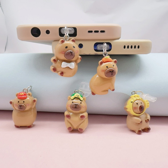 귀여운 카피바라 충전단자 보호캡 먼지마개 C타입 폰꾸, 1개, 알바생 바라