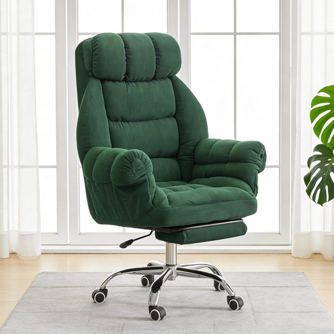 쿠리브 빠른조립 리클라이너 침대형 조절 가능한 허리 편한 컴퓨터의자, 그린