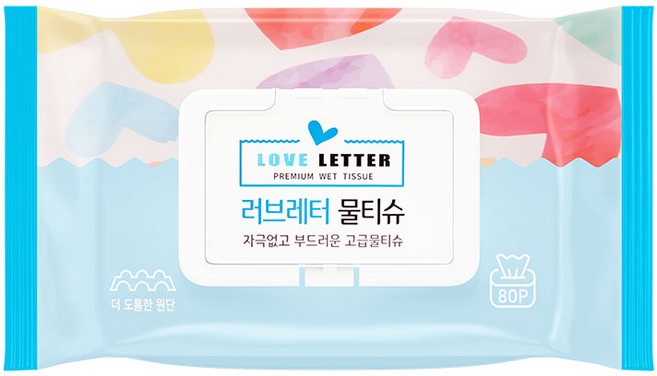 샤인 러브레터 프리미엄 물티슈 캡형, 80매, 5개