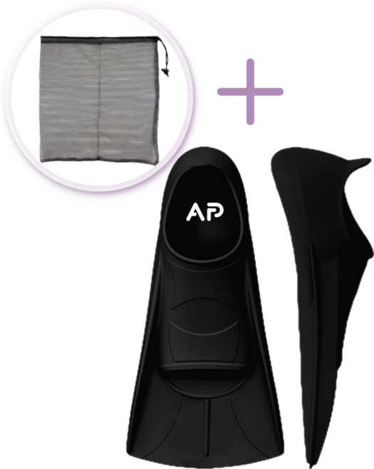 올팜 소프트&이지 숏핀 오리발 메쉬백 포함, 블랙