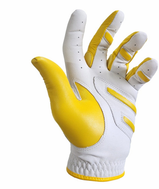 몽키그립 파워패드-콤비칼라 양피 남성여성 왼손 골프장갑, 1개, 옐로우