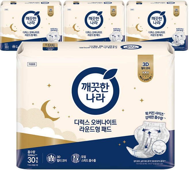 The 편안한 봄날 성인용 기저귀 라운드형패드, 4세트, 30개입